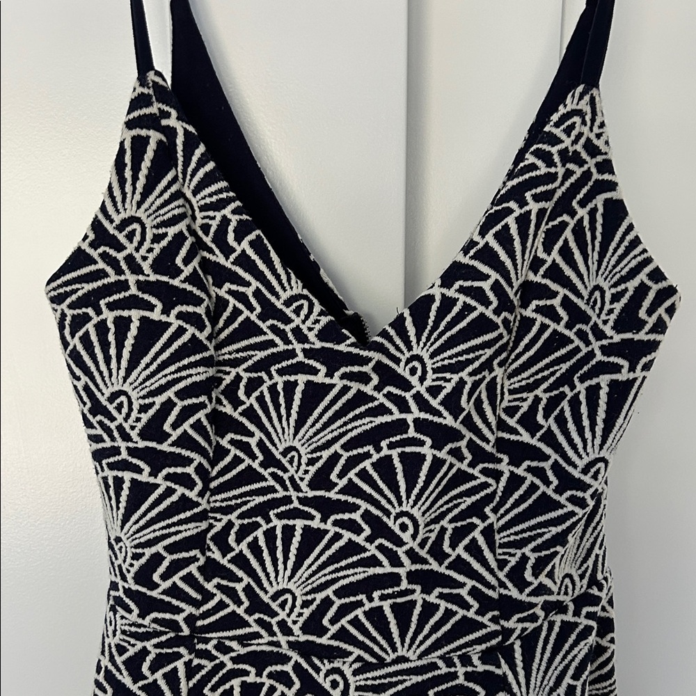 Design Lab Lord & Taylor Navy and White Mini Dress